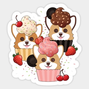 Corgi Cupcakes and Sprinkles Sticker